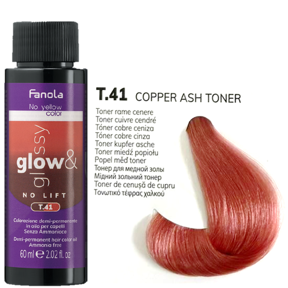Fanola No Yellow Glow E Glossy Colorazione Demi-Permanente In Olio Senza Ammoniaca 60Ml - T.41