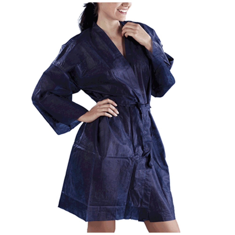 Kimono Monouso In Tnt Blu 100 Pezzi Piegato E Imbustato Singolarmente Kimono monouso in tnt blu – 100 pezzi – piegato e imbustato singolarmente