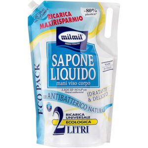 MILMIL Ricarica Sapone Liquido Talco e Iris 2000ml - Uso Professionale