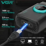 VGR V-378 – Regolabarba (shaver) Cordless con Display Digitale Black - immagine 5