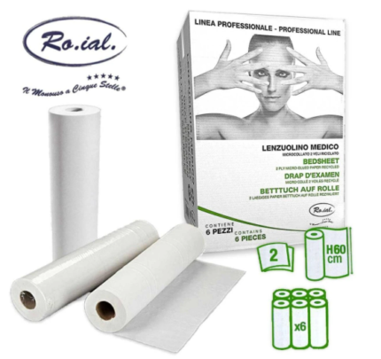 Roial rotolo lettino 60x50 2 veli pura cellulosa confezione 6 pezzi